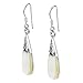 Filigree Swirl Teardrop Mother of Pearl Inlay .925 Sterling Silver Fish Hook Dangle Earrings