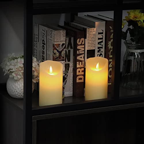 Vickiss Flameless Candles Battery Operated Candles Ivory Real Wax Pillar LED Candles with 10-Key Remote and Cycling 24 Hours Timer (2 Pack - 3.25\