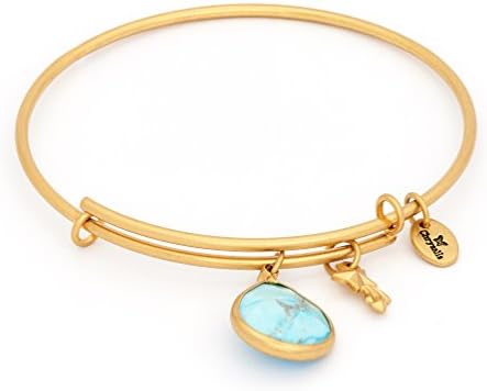 December Birthstone with Turquoise and Shooting Star Charms Expandable Bangle Bracelet, 14kt Gold Plated