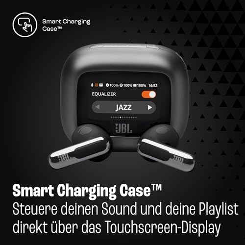 Live Flex 3, Wireless Earbud-Kopfhörer mit Bluetooth, 50 Stunden Akkulaufzeit, True Adaptive Noise Cancelling und hochauflösendem JBL Signature Sound, IP54 wasserfest, mit Ohrstöpseln, Schwarz
