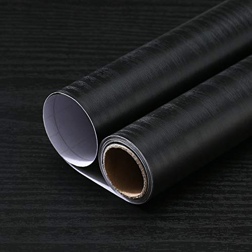 17.7”x197”Black Wood Wallpaper Black Wood Peel and Stick Wallpaper
