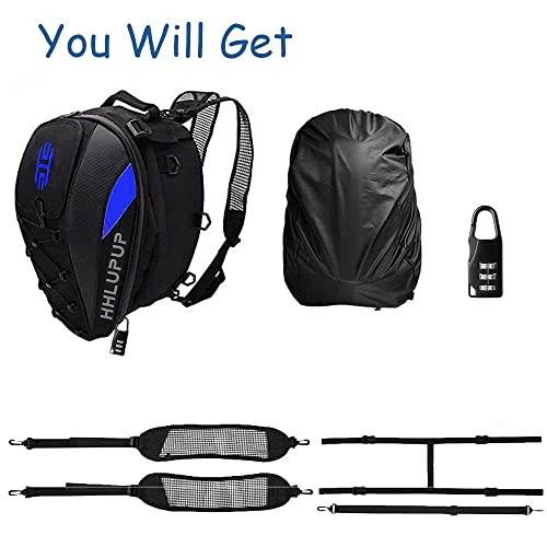 HHLUPUP Motorcycle Tail Bag Seat Helmet with Password Lock Motorcycle