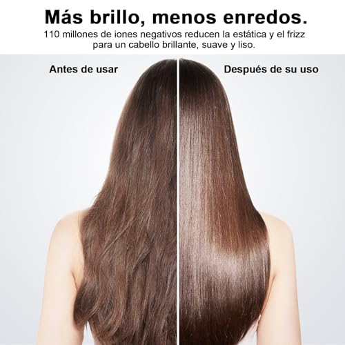 Secador de Pelo Profesional 5 en 1 - Boquillas + Cepillo + Rizador de Pelo, iónico Negativos Secador Kit 1600W Poco Ruido, Temperatura Ajustable y Velocidades para Rizar, Voluminizar y Alisar, Gris