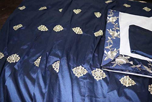 maa khodal fashion women's taffeta silk lengha choli (blue, free size)