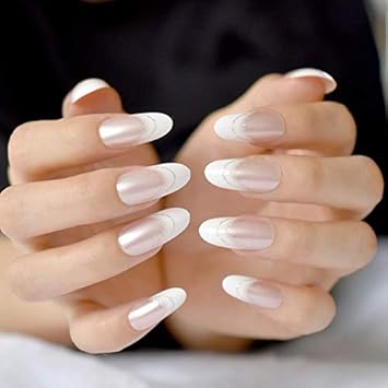 Buy Homely Gorgeous Orange Long French Artificial Nail 3d Crystal