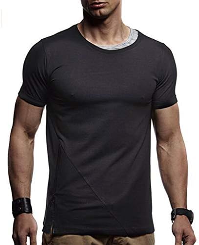 Summer Casual T-Shirt, Fashion Mens Elastic Tops Slim Fit Shirts Gym Fitness Training Tees Lightweight Breathable Blouse Running Jogging Sport Top Short Sleeve Round Neck Pullover Costume