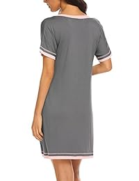 Camisón de algodón con cuello en V para dama, estilo informal, manga corta, tallas S-XXL