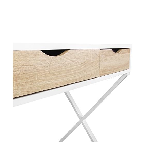 WOLTU Schreibtisch WeiÃ mit 3 Schubladen - Stahl-Holz Computertisch fÃ¼r Arbeitszimmer/Studio - 110x50x75cm – Bild 5