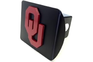 Elektroplate University of Oklahoma Sooners Black with Red OU Emblem Metal Trailer Hitch Cover Fits 2 Inch Auto Car Truck Receiver with NCAA College Sports Logo