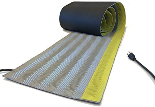 RHS Heated Tire Track, heated driveway, herringbone design for extra traction, safety bright yellow edge, color gray, Helps prevent getting stuck on you driveway, Buy Factory Direct (15"W x 30'L)
