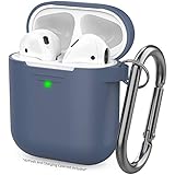 AhaStyle Upgrade AirPods Case Silicon Protective Cover [Front LED Visible] Compatible with AirPods 2 and 1ï¼ˆNavy Blueï¼‰