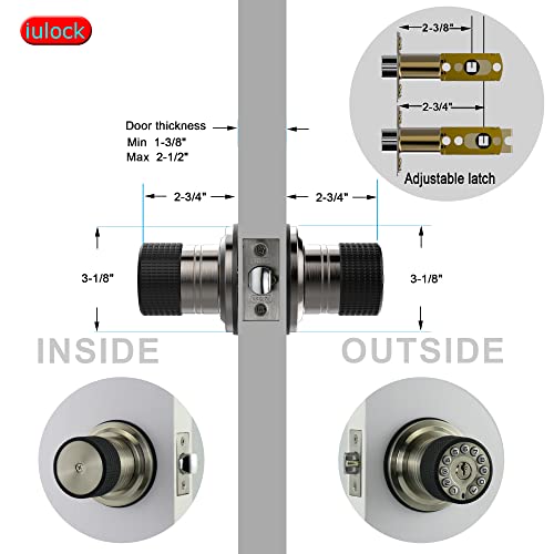 iulock Smart Door Knob with Keypad and Key,Keyless Entry Door Lock with