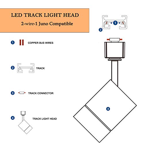 4-Pack LED Cylinder Track Lighting Heads for 2-Wire-1 Compatible Juno Track - FLSNT 12W (75W Equiv.) Dimmable 24Â° LED Spotlight Track Light Heads,CRI90,800LM,3000K Soft White,White