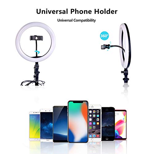 10.2" Selfie Ring Light with Tripod Stand & Cell Phone Holder for Live Stream/Makeup, UBeesize Mini Led Camera Ringlight for YouTube Video/Photography Compatible with iPhone 8 7 6 Plus X 6s SE Android