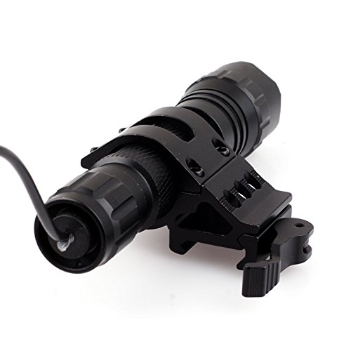 CISNO Tactical Flashlight L2 LED 1000 Lumen Battery and Charger Included with Quick Release Offset Mount Pressure Switch for Rail, Hunting Outdoor Matte Black