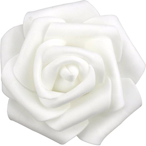 Artificial Foam Roses for DYI Bridal Wedding Bouquet or Home Garden Party Floral Decor 24 pcs (White)