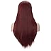 morvally Women's 26 inches Long Straight Burgundy Synthetic Resistant Hair Wigs with Bangs Natural Looking Wig for Women Halloween Cosplay (Burgundy)