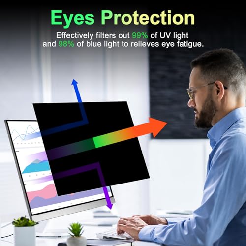 [2 Pack] Magnetic 27 Inch Monitor Privacy Screen for 16:9 Aspect Ratio Widescreen Monitor,Removable Anti Glare Computer Screen Privacy Shield Protector, Blue Light Filter