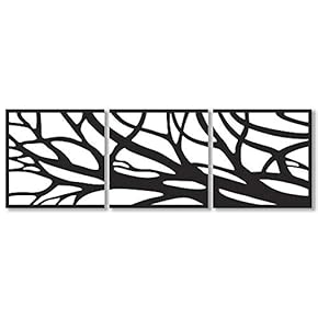 Canvas Wall Art Black and White Simple Pattern Painting Artwork for Home Prints Framed - 12"x12"x3 Panels