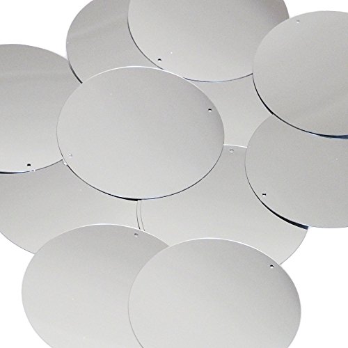Silver Round 60mm 2 hole Couture Sequin Paillettes. Made in USA. Loose sequins for embroidery, bridal, applique, arts, crafts, and embellishment.