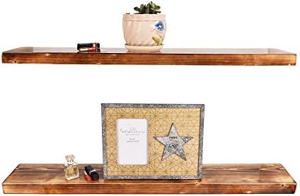 Yunno Set of 2,Solid Wood Floating Shelves,Refined Burnt Craft Finish (Burnt, 36")