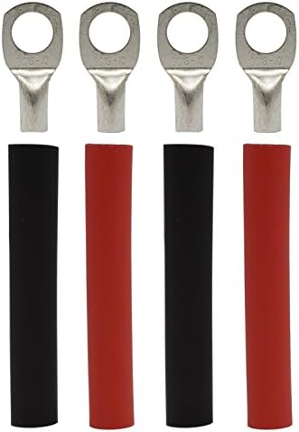 Simple Electric Solutions 4 Pack - 8 Guage - 5/16" Ring - Tinned Copper Marine Battery Welding Lug Terminal Connectors - Dual Wall Adhesive Heat Shrink Included