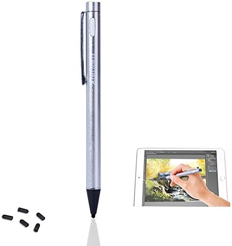 USB Rechargeable Active Stylus Pen, Fine Point Precision Drawing Handwriting Styli Pen for Capacitive Touch Screen Devices Cell Phones,Tablets, Apple, iPad, iPhone, Samsung, PC & Android (Silver)