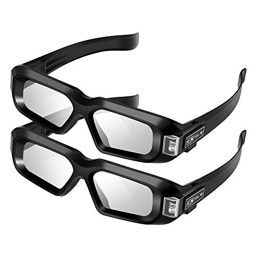 Elikliv Active Shutter 3D Glasses AX-30 DLP-Link USB Rechargeable Home Theater Black Compatible with BenQ Dell Acer Optama Sony Projectors (Pack 2)