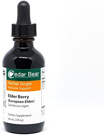 Cedar Bear Elderberry European Elder (Sambucus nigra) Liquid Herbal Supplement That Helps Build and Maintain Upper Respiratory Tract Health and Immune System 2 Fl Oz