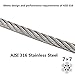 Senmit 1/8 Stainless Steel Aircraft Wire Rope for Deck Cable Railing Kit,7 x 7 200 Feet T 316 Marine Grade