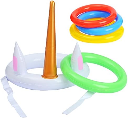 Ygoing 1 Packs Inflatable Unicorn Ring Toss Pool Game for Kids, Adult Party Favor Supplies (1 Pack)