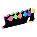 TeeHee Women's Acrylic No Show Low Cut Basic 12-Pack, (Neon-Heel & Toe)