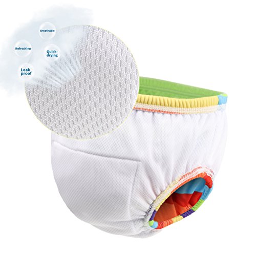 Free Swimming Baby Reusable Absorbent Swim Diaper Four Size for Your Choice (XL, White+Blue) - Thumbnail 4