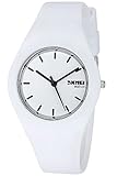 INWET Unisex Women's or Men's Quartz Watch,White Simple Dial,Soft Silicone Strap