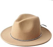 LJJ Hats Women's Felt Hat Chapeu Feminino Fedora Hat with Wide Brim Jazz Church Cap Caps