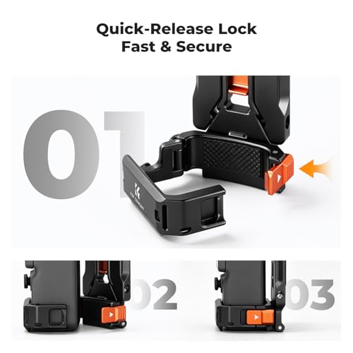 K&F CONCEPT PP63 Marco de Expansión Magnético para dji Osmo Pocket 4/3, Jaula Protectora de Aleación de Aluminio con Diseño de Liberación Rápida, Zapata Fría y Montaje de Tornillo 1/4"