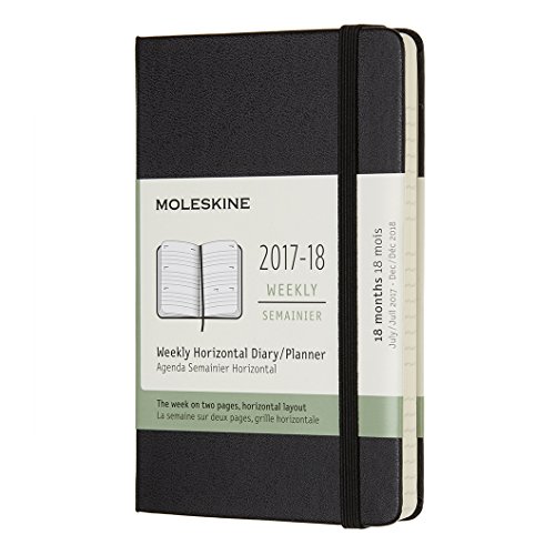 Moleskine 18 Month Weekly Horizontal Planner, Pocket, Black, Hard Cover (3.5 x 5.5)