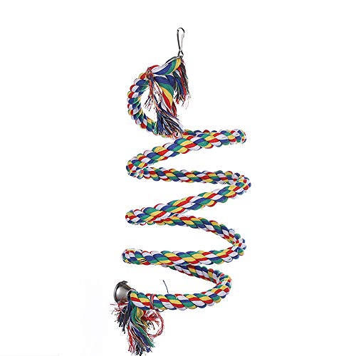 Only Lovuu Colorful Cotton and Steel Wire Cage Rope Pet Bird Perch Training Toy for Parrots (79 Inches)