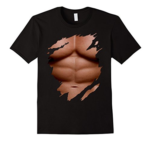 Men s chest six pack abs muscles tan man t-shirt medium…