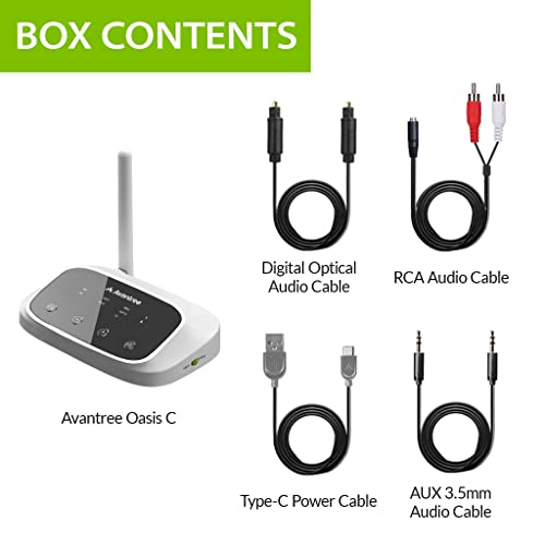 Avantree Oasis C Bluetooth Transmitter & Receiver for TV with Dual