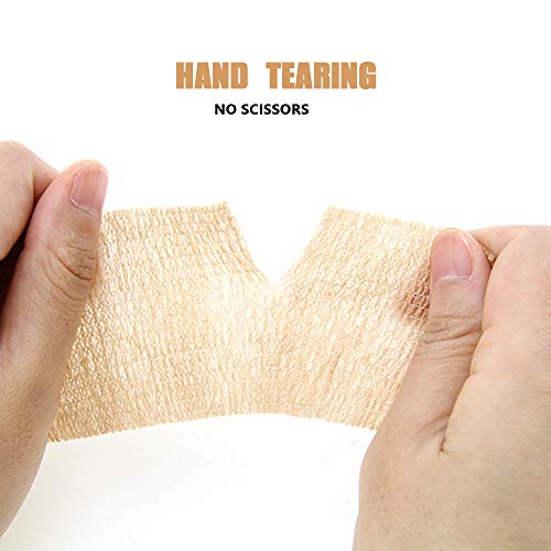 MUEUSS Vet Wraps - 6-Pack Self Adhesive Bandage Self Adhesive Bandage Wrap for Animals, Self Adherent Wrap, Assorted Colors, 2 Inches x 5 Yards (Beige, 6 roll)