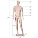 Giantex Adjustable Male Mannequin for Sewing Plastic Realistic Display Head Turns Dress Form w/Base