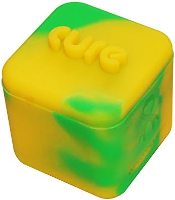 1 Green and Yellow Non-stick Shatter Concentrate Silicone Cure Cubes Jar Container