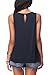 iGENJUN Women's Summer Sleeveless Pleated Back Closure Casual Tank Tops,Navy Blue,L