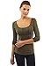PattyBoutik Women's Scoop Neck Ruched Raglan Long Sleeve Top (Olive Green M)