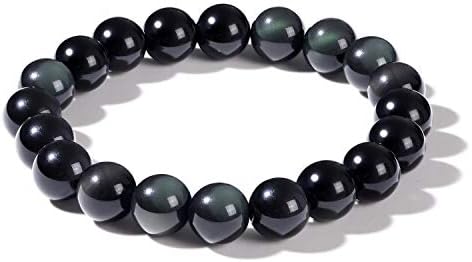 qanyue Natural Gemstone Bracelet for Women Men Beaded Stretch Bracelet 10mm/12mm Round Beads Meditation Healing Power Stone