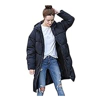 JESPER Women Winter Warm Knee Length Down Coat Hooded Thick Jacket Long Overcoat Black