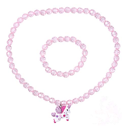 image for BB-GG  Glitter Unicorn Pendant Stretch Toddler Necklace and Bracelet 