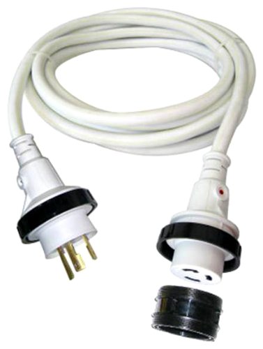 Conntek 17101-012RE 30Amp NEMA L5-30p to NEMA L5-30R Marine Shore Power with Light Indicator,12-Feet