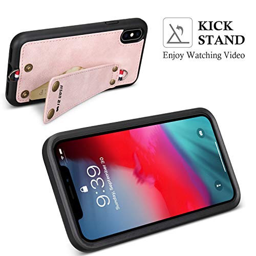 JISON21 iPhone Xs Max Case,iPhone Xs Max Leather Wallet Case with Credit Card Holder Slot, Protective Cover with Crossbody Chain Strap Wrist Strap for Apple iPhone Xs Max 6.5\